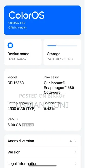 Oppo Reno7 256 GB Black