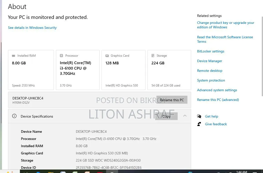 Gigabyte GA-H110MSTX-HD3-ZK 8GB Intel Core I3 SSD 256GB