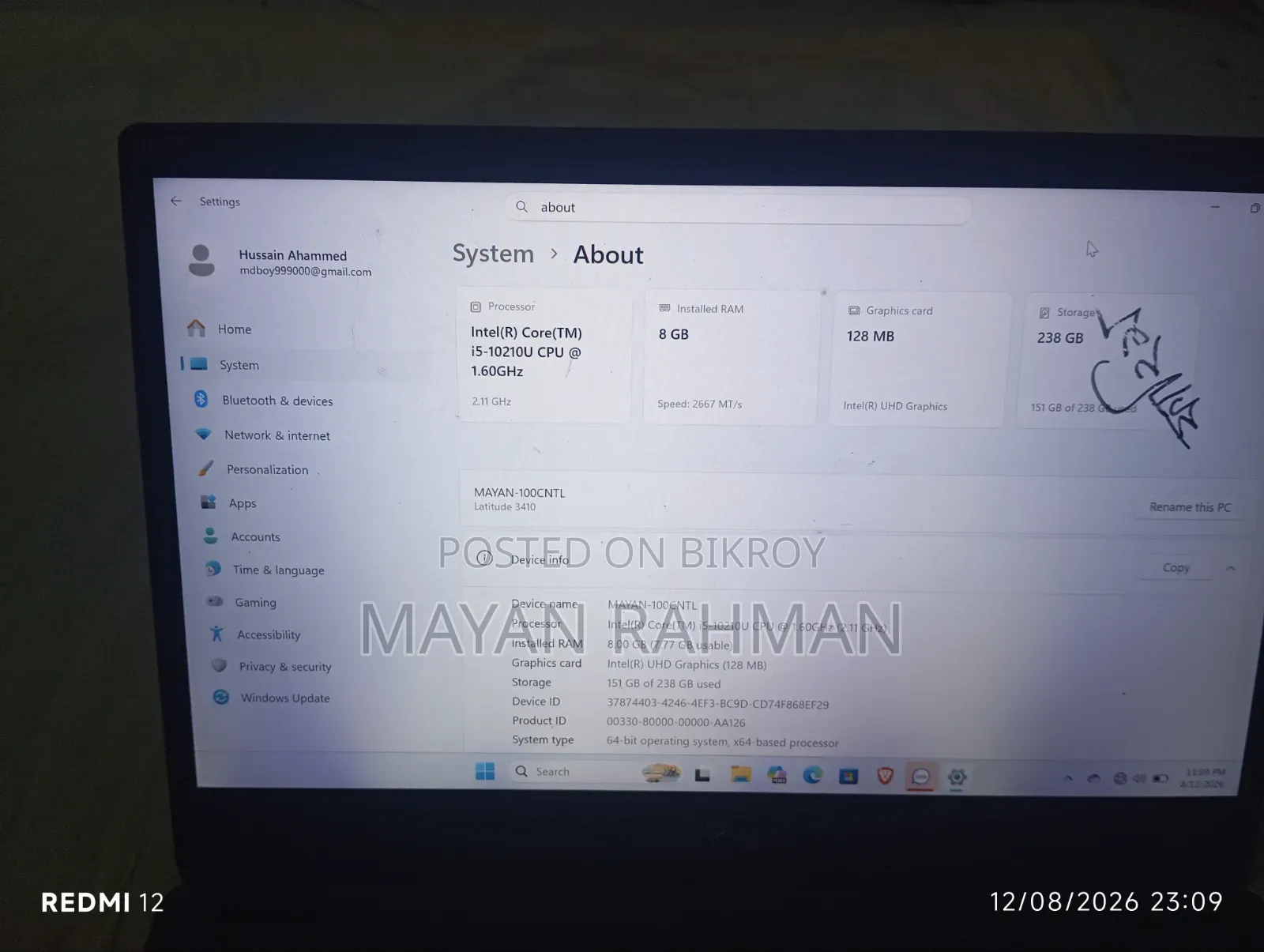 Laptop Dell Latitude 3410 8GB Intel Core I5 SSD 256GB