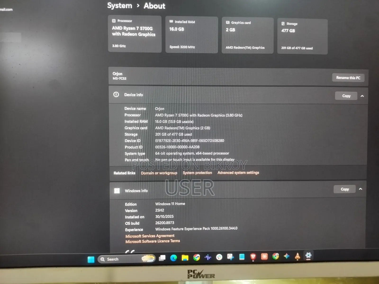 Desktop Computer 16GB AMD Ryzen 7 SSD 512GB