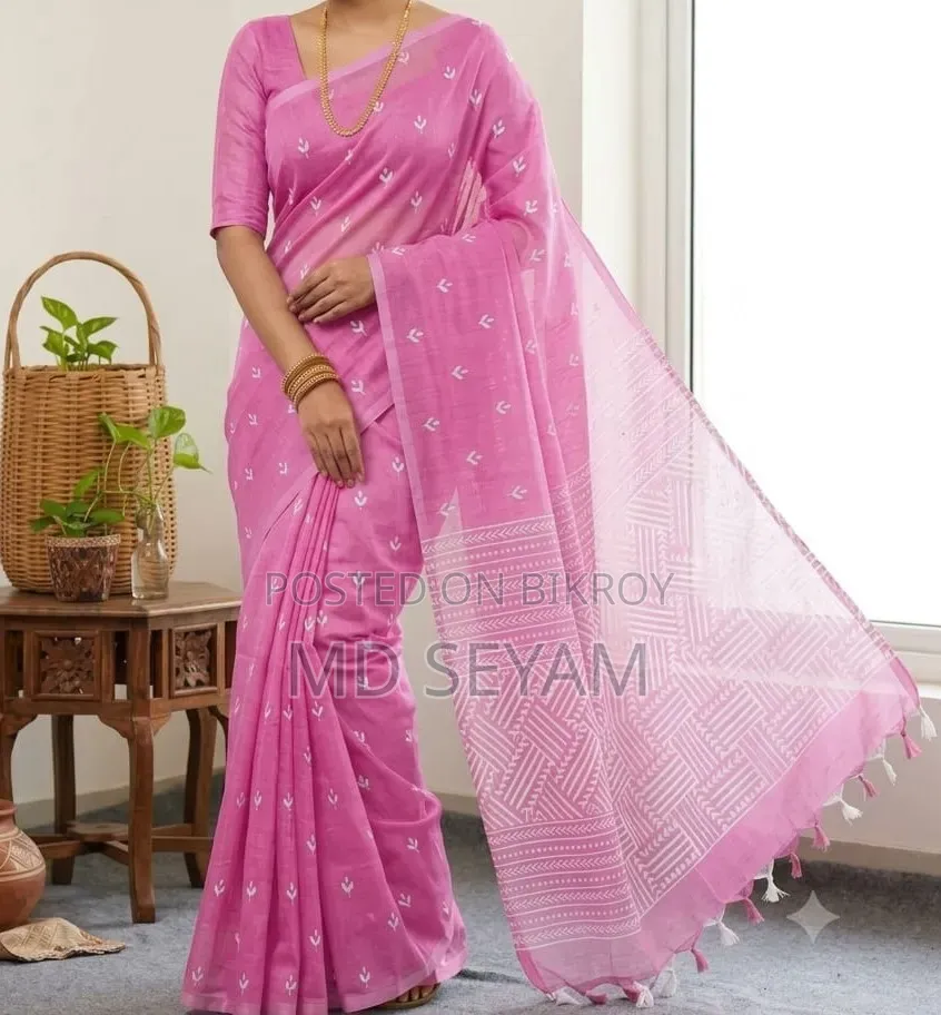 Half Silk Screen Print Saree