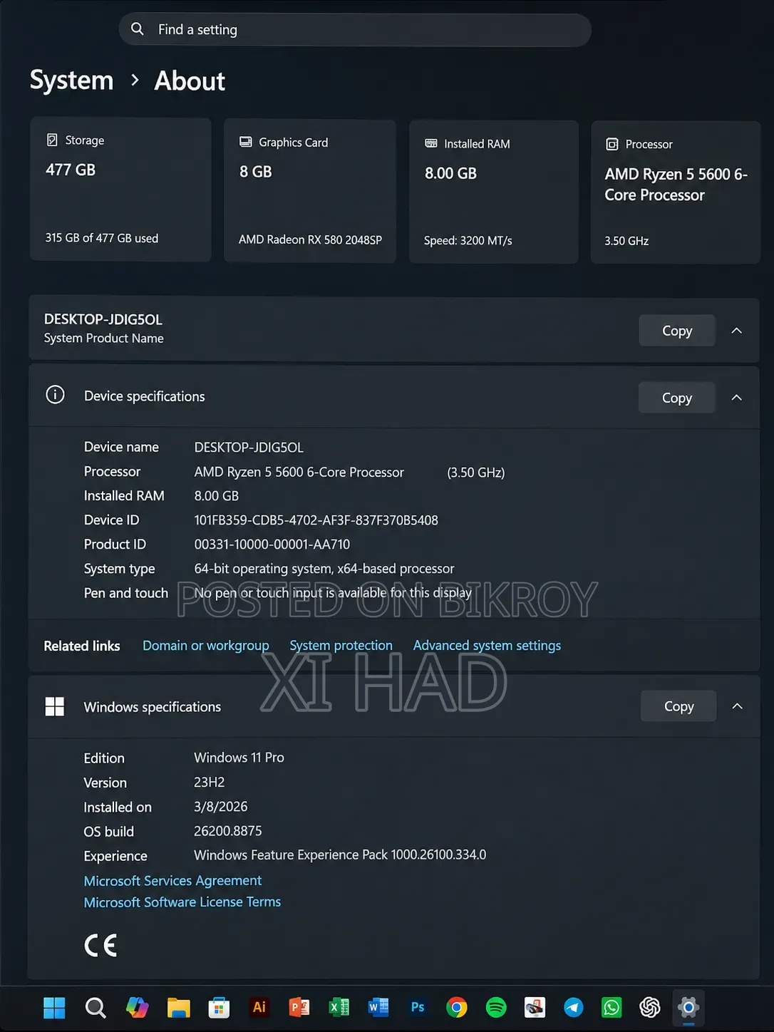 Desktop Computer Asus 8GB AMD Ryzen SSD 512GB