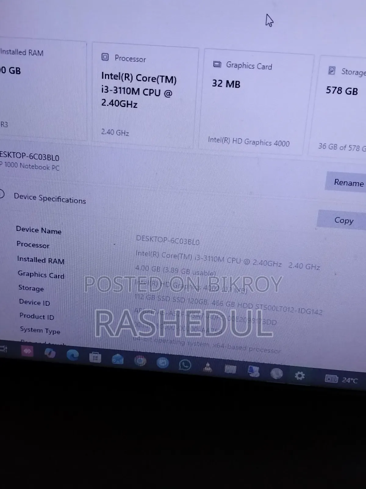 Laptop HP 14-dq1088wm 4GB Intel Core i3 HDD+SSD 512GB