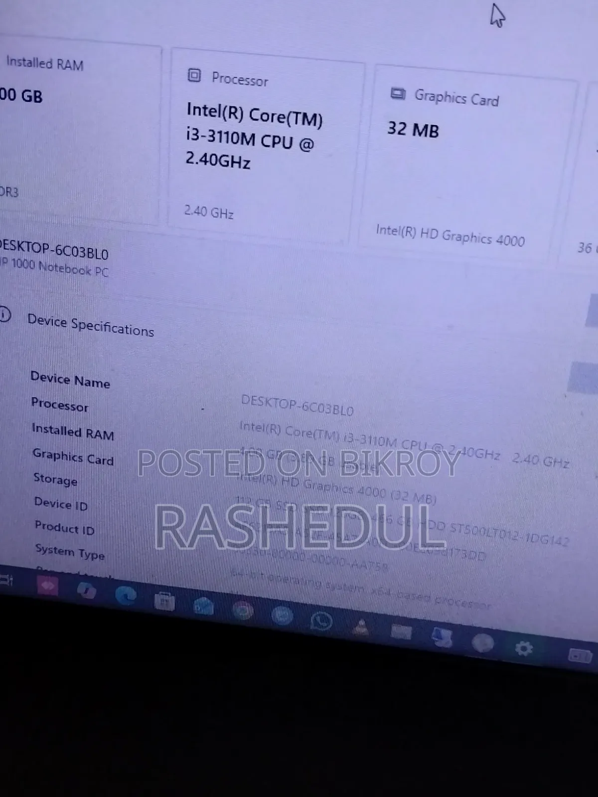 Laptop HP 14-dq1088wm 4GB Intel Core i3 HDD+SSD 512GB