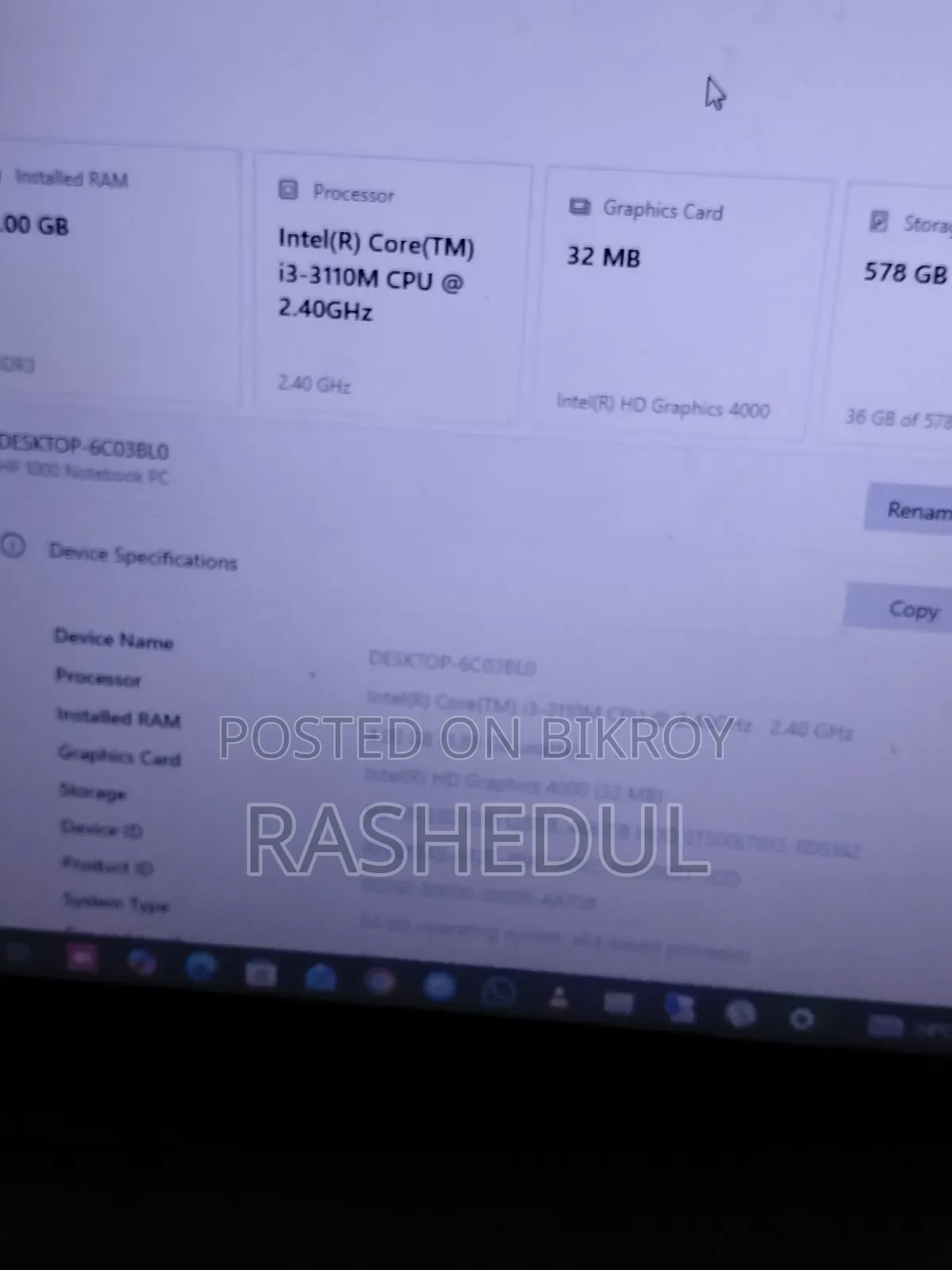 Laptop HP 14-dq1088wm 4GB Intel Core i3 HDD+SSD 512GB