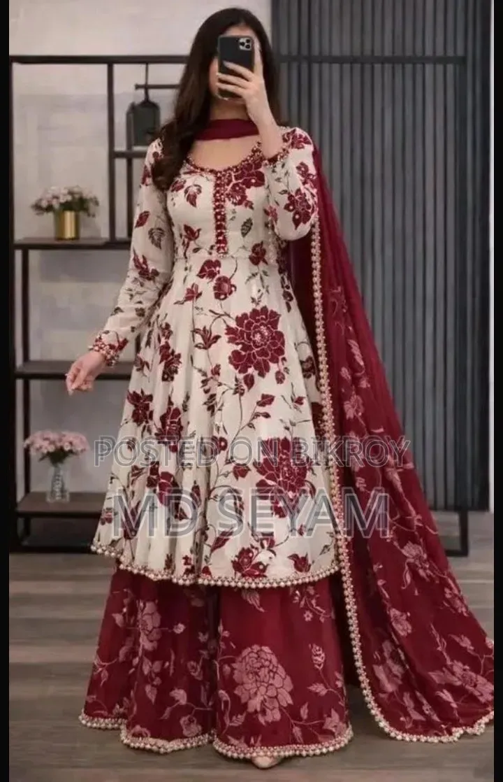 গোলাপ গাউন থ্রি পিস