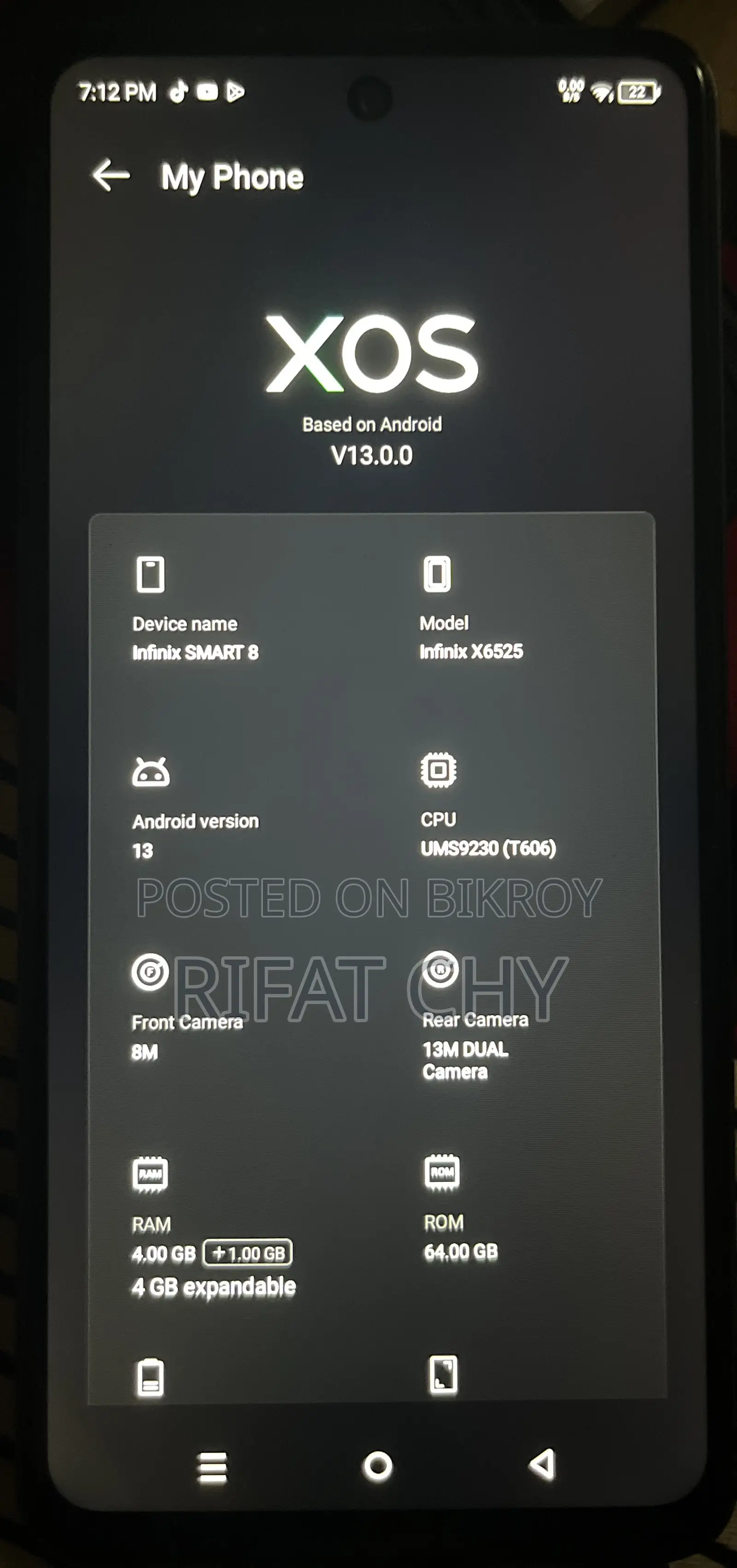 Infinix Smart 8 64 GB Blue