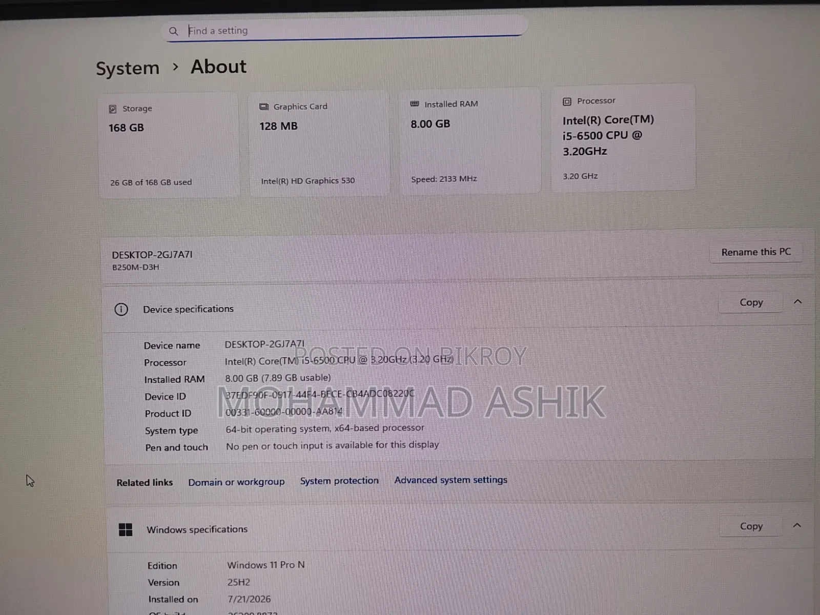 Desktop Computer Gigabyte 8GB Intel Core i5 SSD 256GB