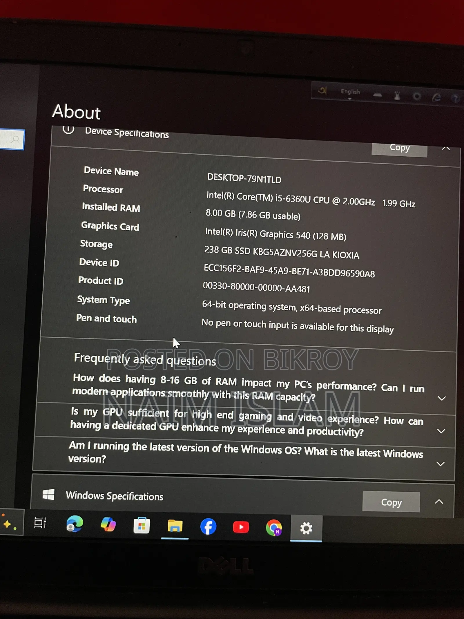 Laptop Dell Latitude 14 7480 8GB Intel Core I5 SSD 256GB