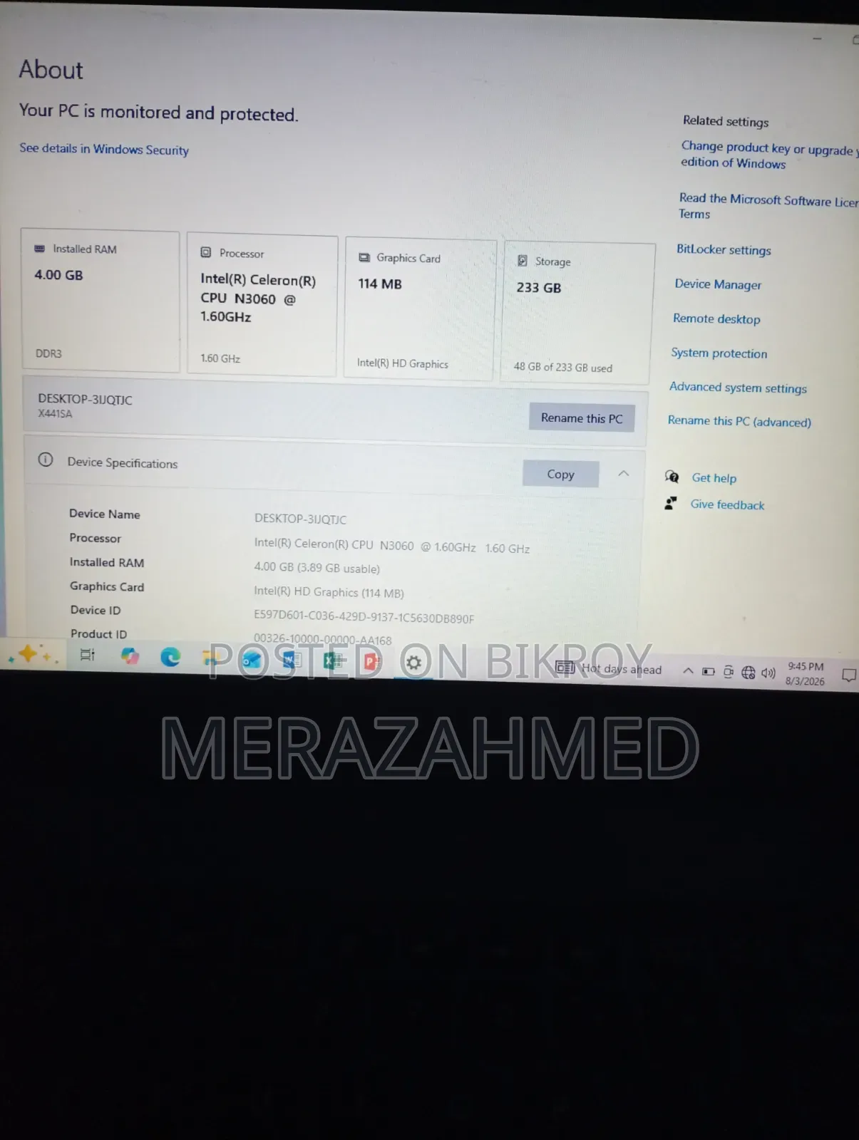 Laptop ASUS X44HR 4GB Intel Celeron HDD 256GB