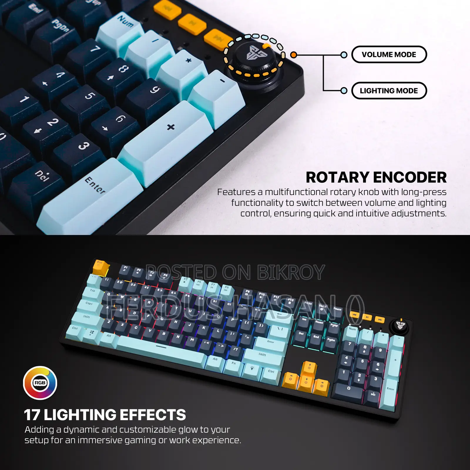 Fantech Atom107S MK893S Wired MIZU Edition Mechanical Keyboard