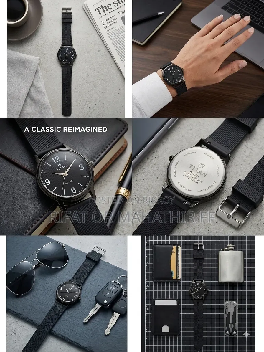 Titan Quartz Analog Black Dial Watch - Very Good Condition