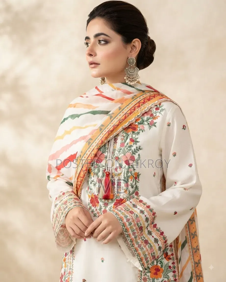 Exclusive Designer White Three Piece
