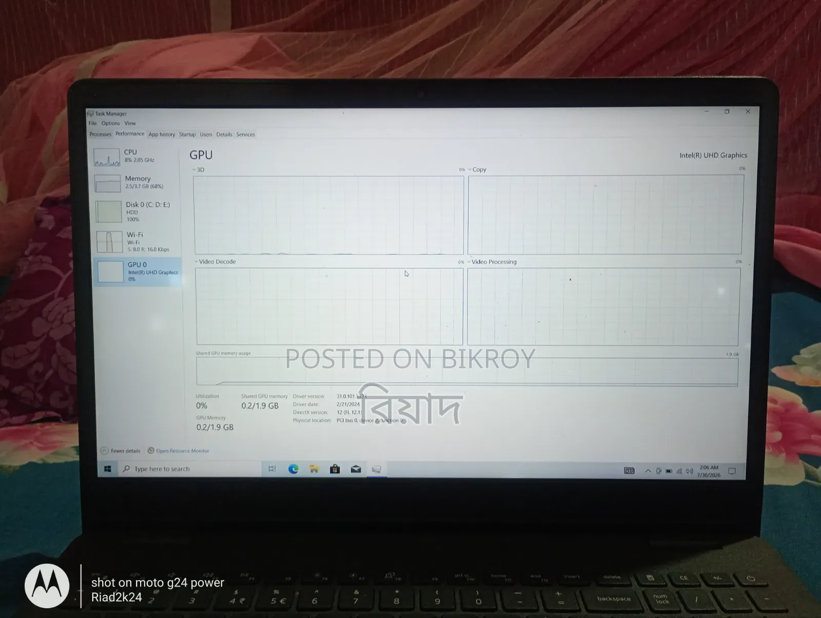 Laptop Dell Inspiron 15 3000 4GB Intel Core I3 SSD 128GB