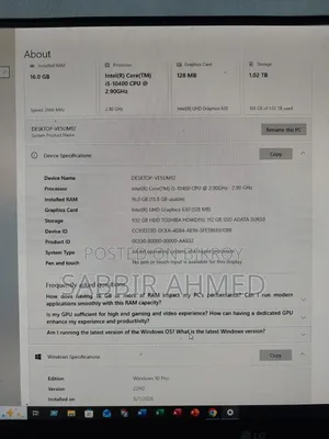 Desktop Computer Asus 16GB Intel Core i5 HDD+SSD 1TB