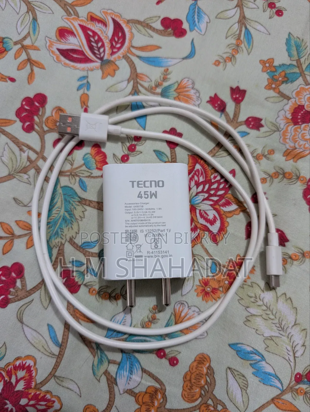 45 Watt Original Tecno Camon 40 Pro Fast Charger
