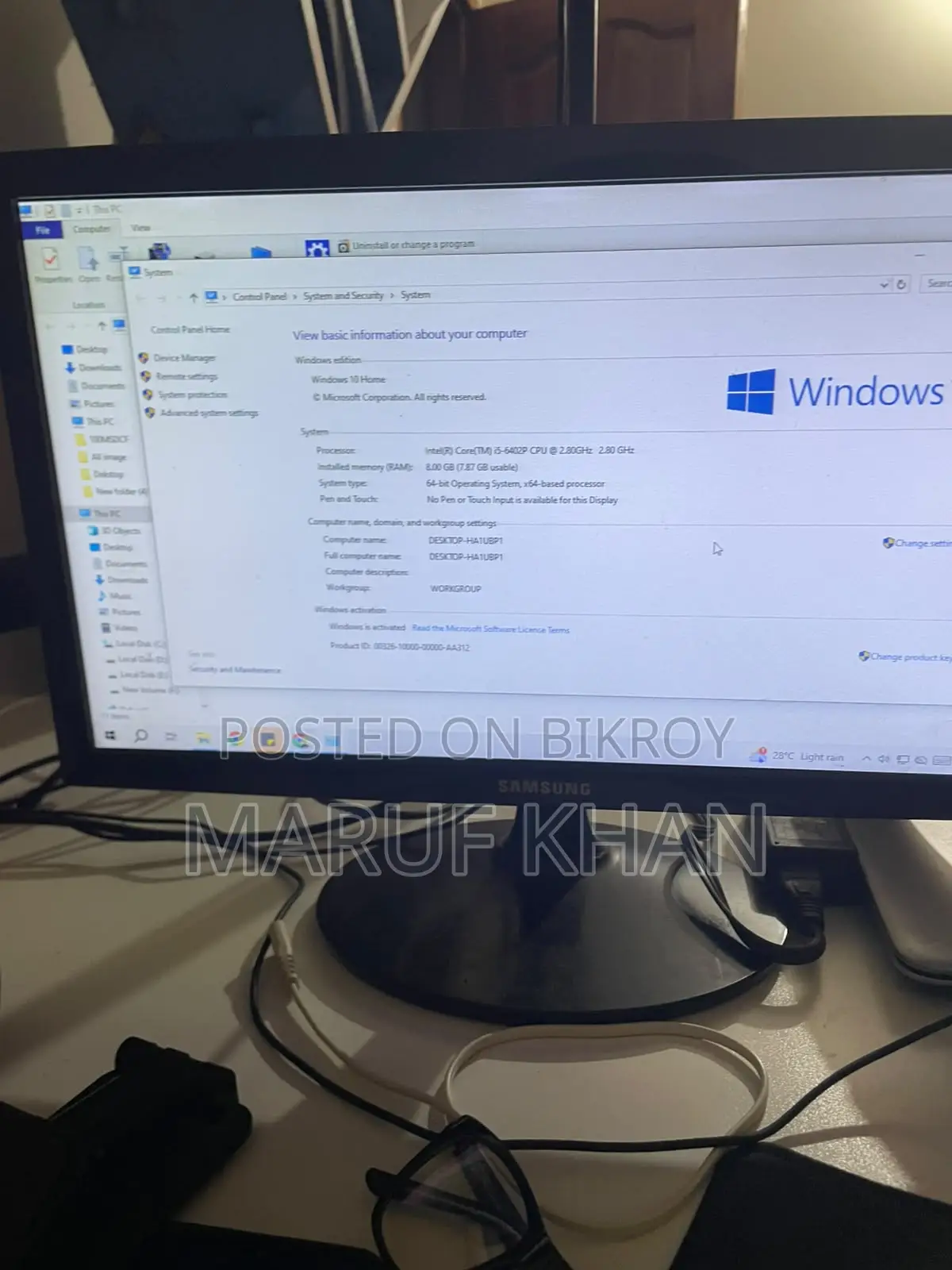 Desktop Computer Asus 8GB Intel Core i5 SSD 256GB