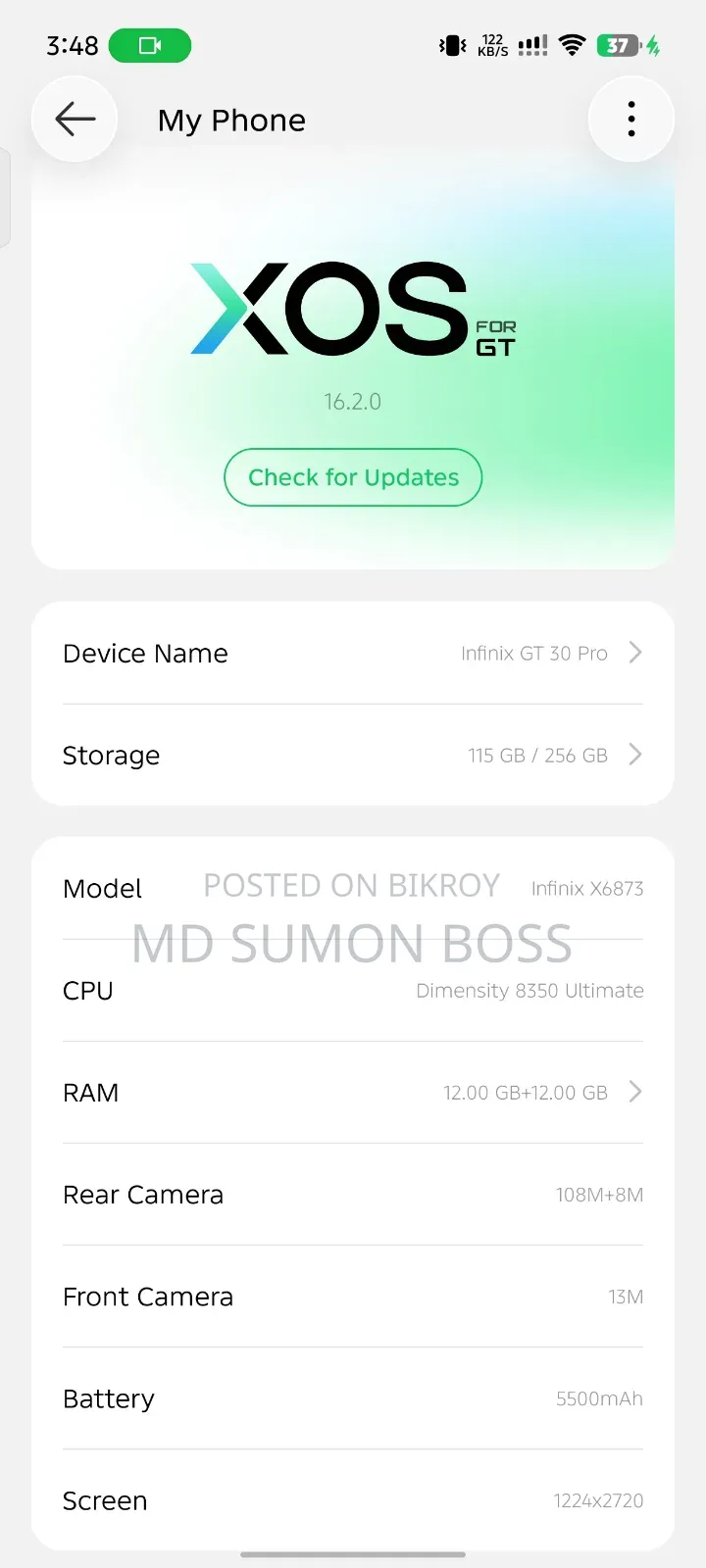 Infinix GT 30 Pro 5G 256 GB Blue