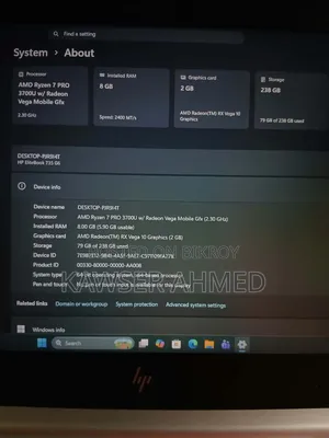 ল্যাপটপ HP Elitebook 735 G5 8gb Amd Ryzen 7 SSD 256gb