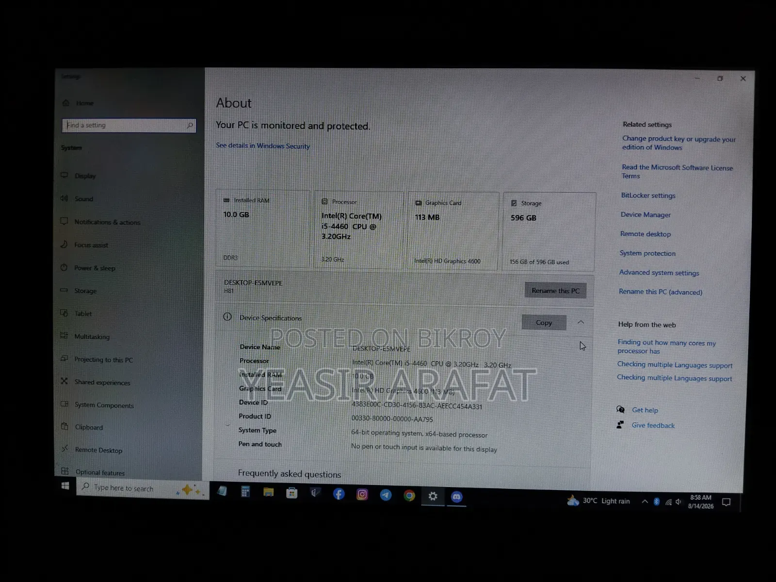 New Desktop Computer 8GB Intel Core i5 HDD 640GB