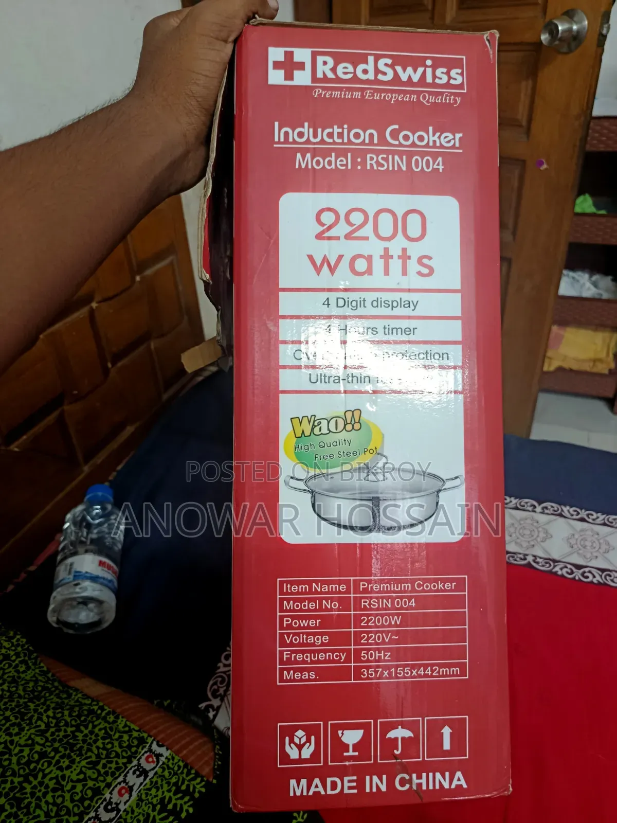 Induction Cooker, Model RSIN 004, 2200 Watts, Made in China