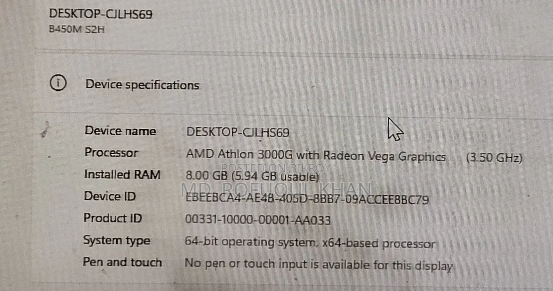 Desktop Computer Gigabyte GB-BACE-3000 8GB AMD Ryzen 3 SSD 256GB