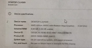 Desktop Computer Gigabyte GB-BACE-3000 8GB AMD Ryzen 3 SSD 256GB