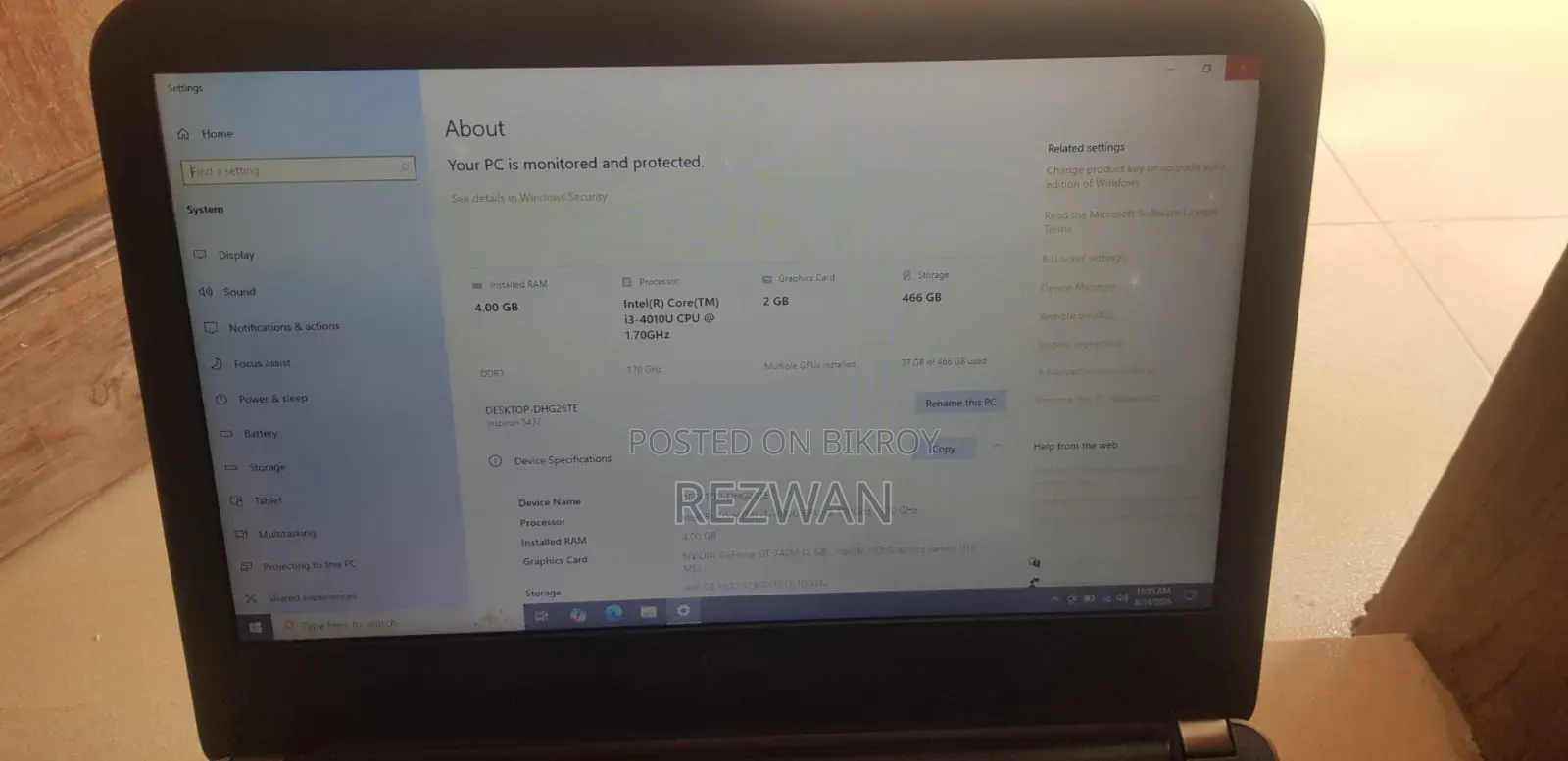 Laptop Dell Inspiron 14R 4GB Intel Core i3 HDD 640GB