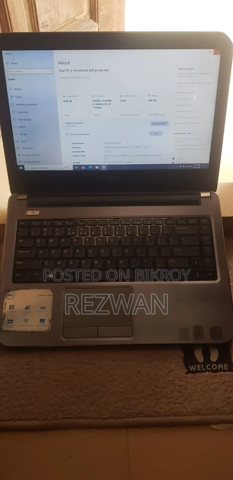 Laptop Dell Inspiron 14R 4GB Intel Core i3 HDD 640GB