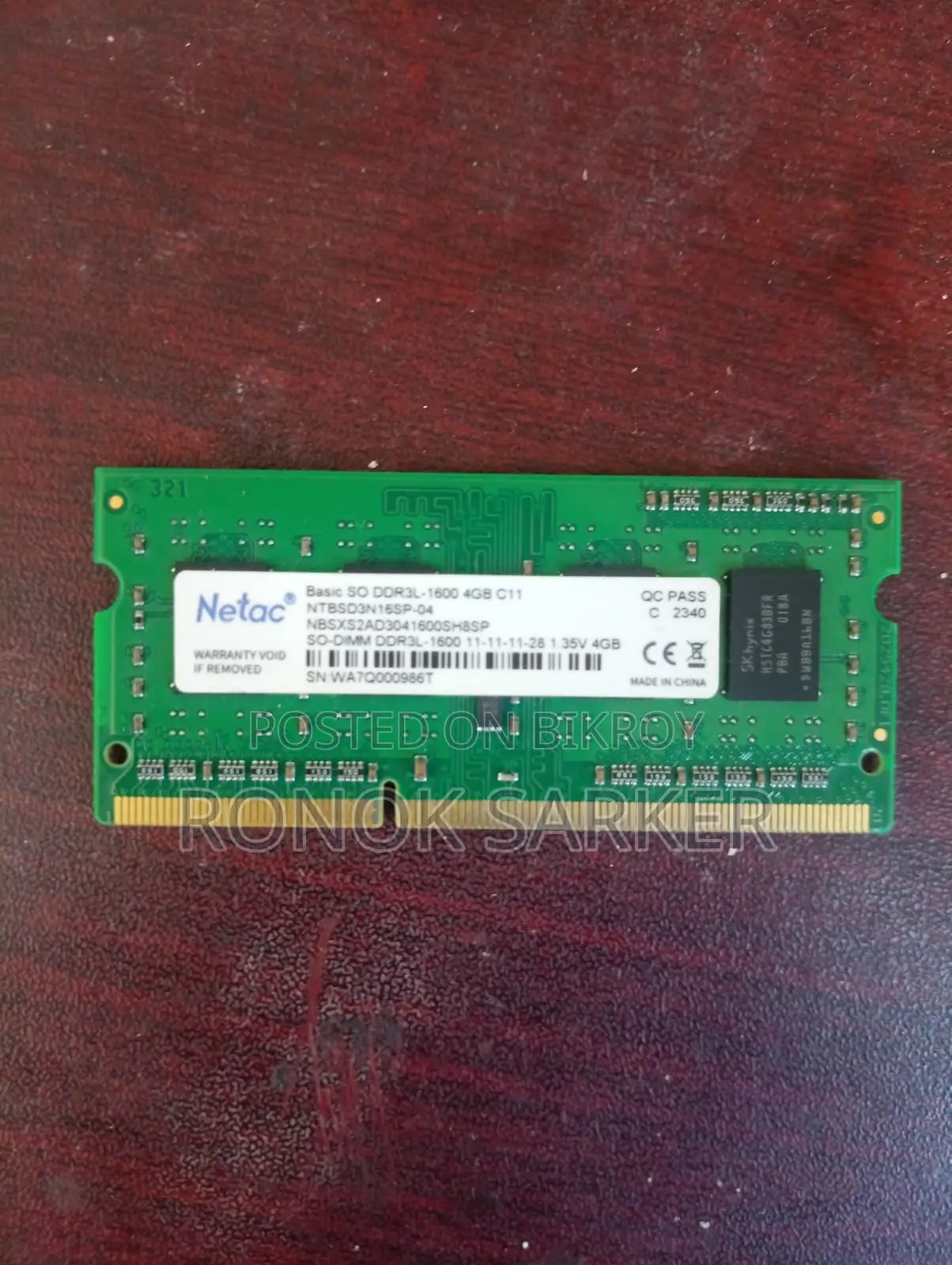 Full Fresh DDR3 4gb Laptop Ram With (1 Year Warrenty)