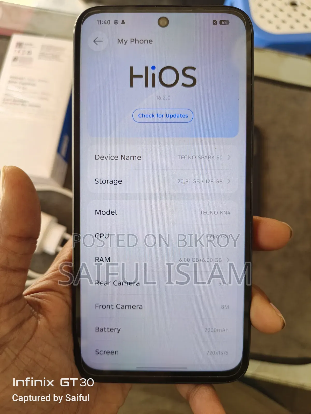 New Tecno Spark 50 128 GB Gray