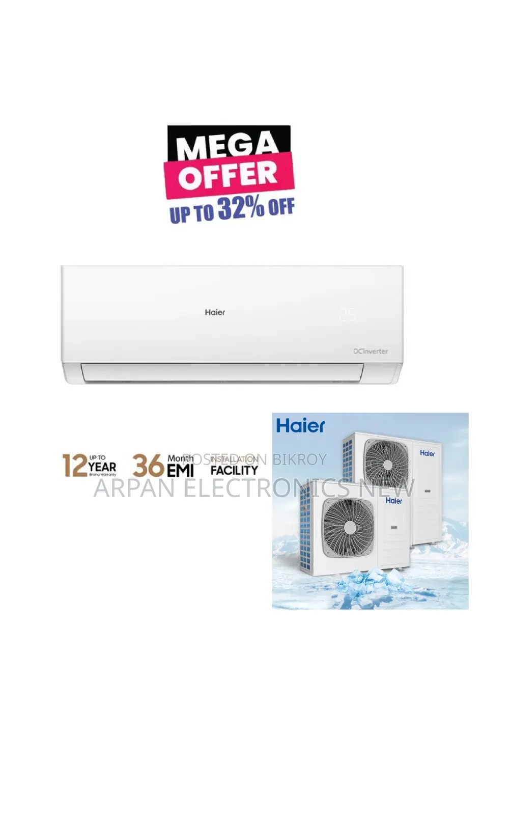 Official Warranty EMI Available Haier 1.1 Ton CleanCool Inverter AC