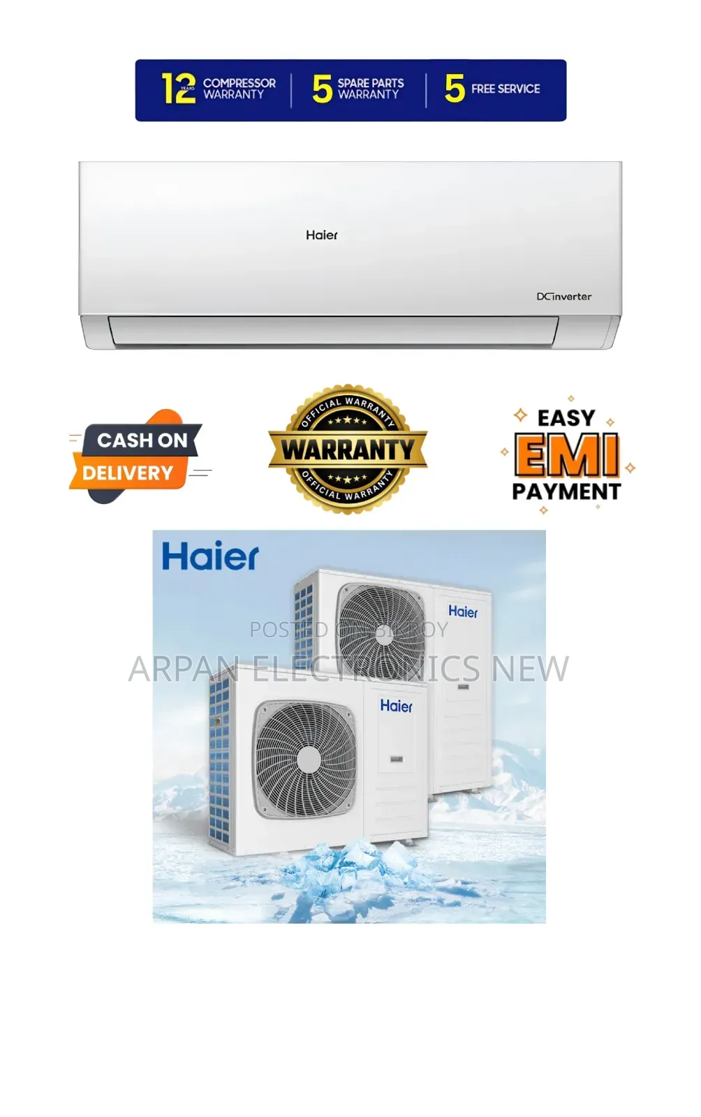 Official Warranty EMI Available Haier 1.1 Ton CleanCool Inverter AC