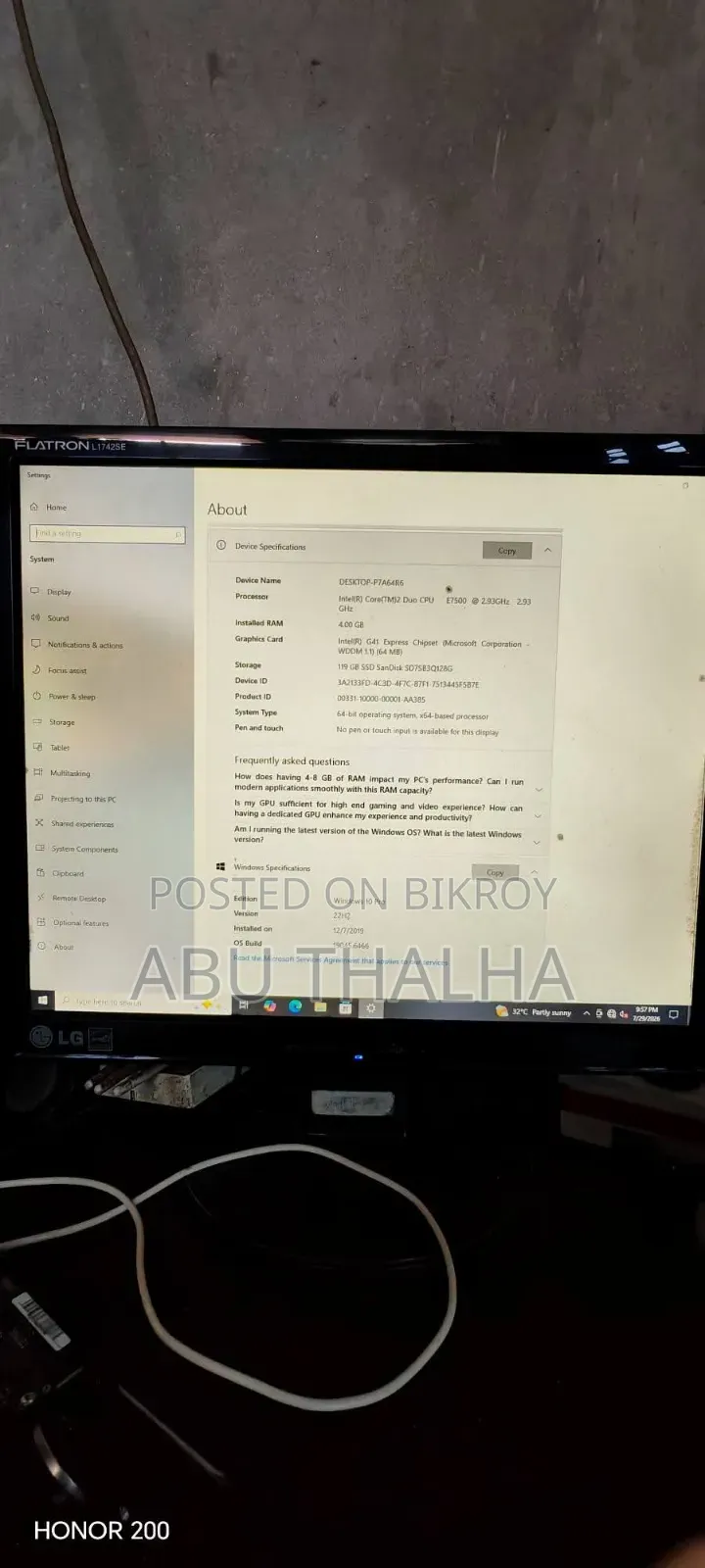 ডেস্কটপ কম্পিউটার গিগাবাইট ৪জিবি ইন্টেল কোর ২ ডুও এসএসডি ১২৮জিবি