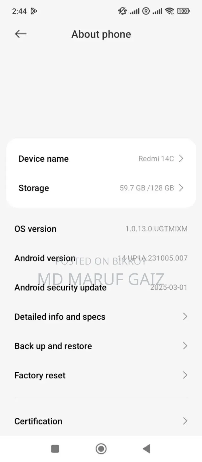 Xiaomi Redmi 14C 128 GB Black