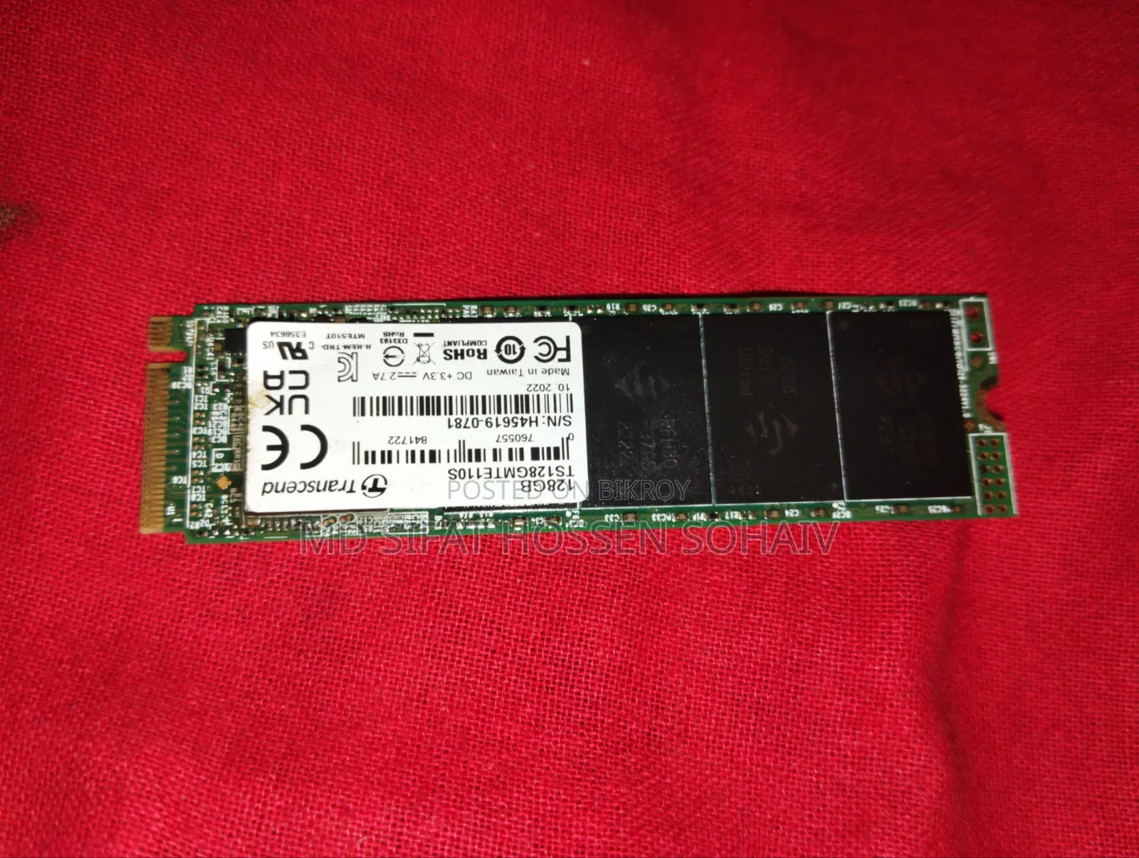 The object shown is a Transcend PCIe SSD 110S 128GB (Model TS128GMTE110S)
