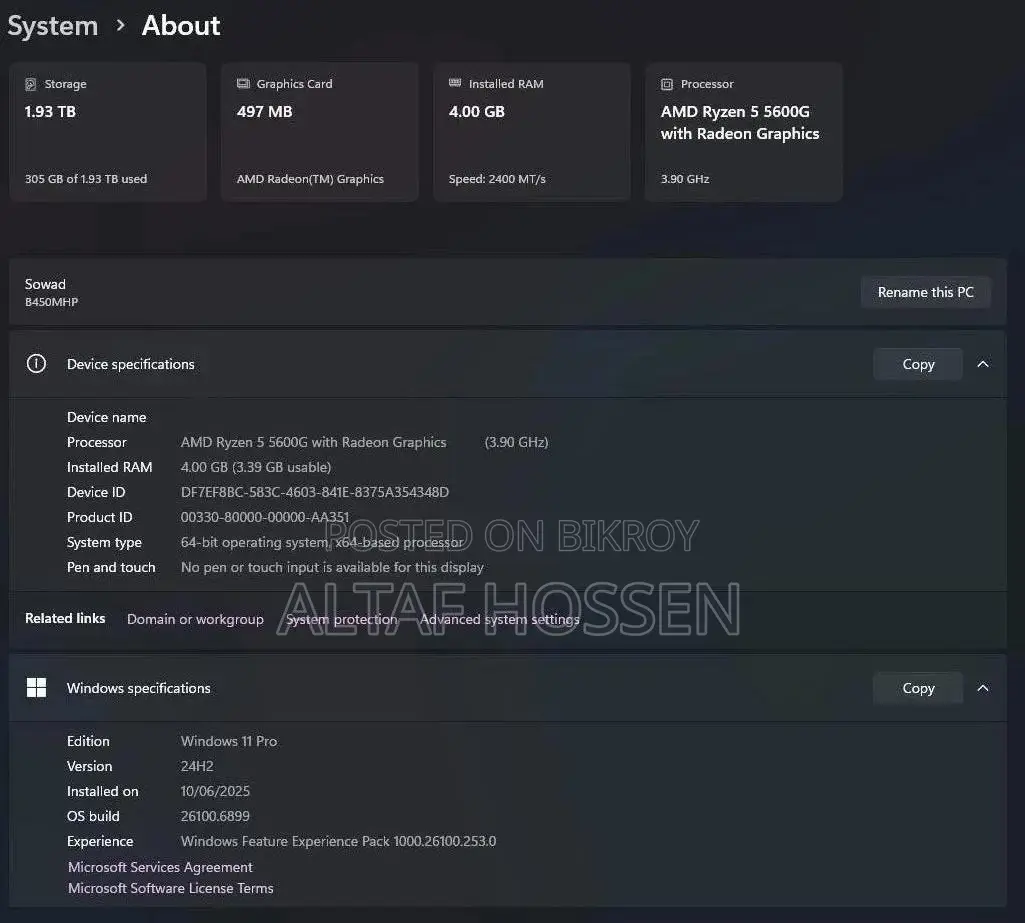Desktop Computer 4GB AMD Ryzen 5 HDD+SSD 2T