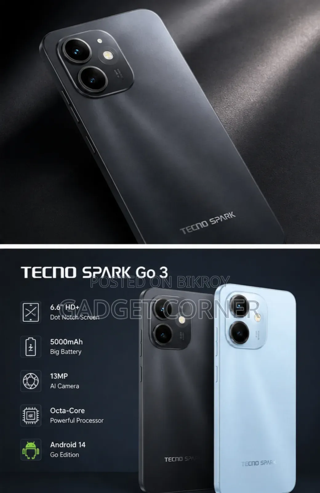 New Tecno Spark Go 3 128 GB Black