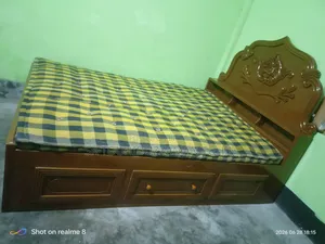 Full-box Bed, Mattress and One Overhead Shelf