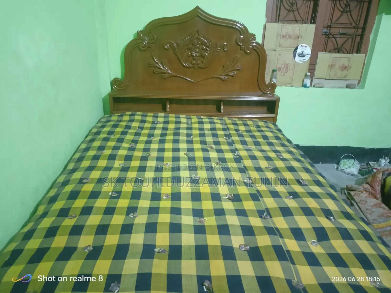 Full-box Bed, Mattress and One Overhead Shelf