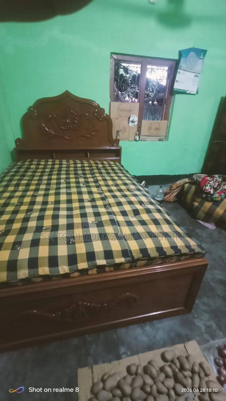 Full-box Bed, Mattress and One Overhead Shelf