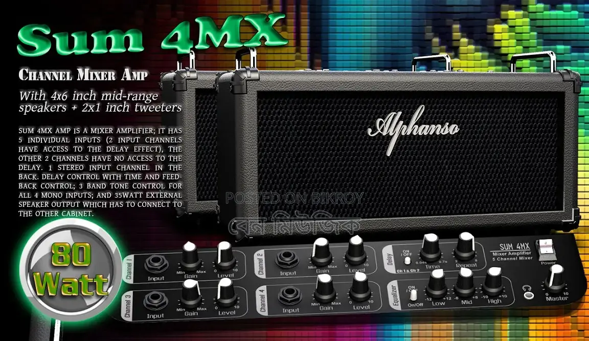 ৮০ ওয়াট আলফানসো SUM4mx - মিক্সার অ্যাম্প্লিফায়ার (প্লে এনিথিং)