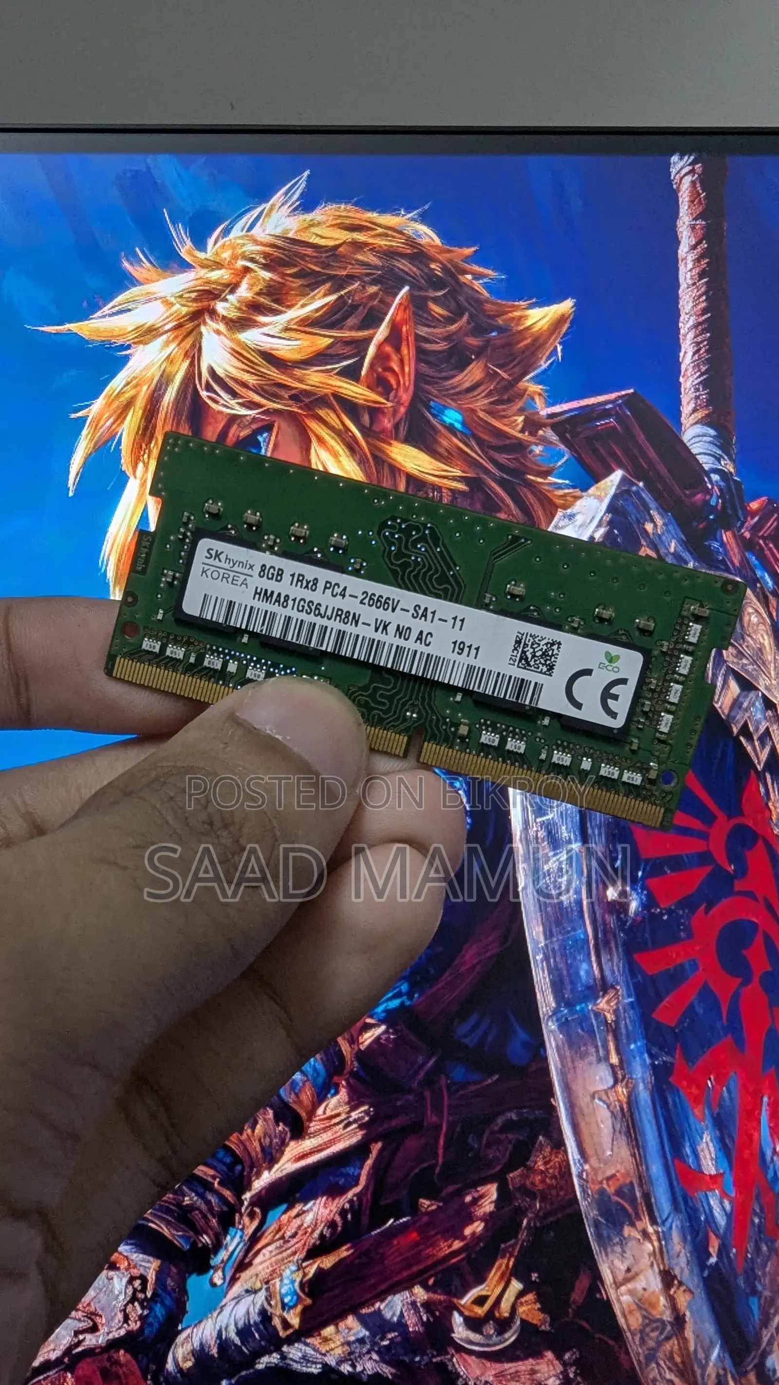 SK Hynix Laptop RAM DDR4 8GB 2666MHz Brand New Condition. Barely Used
