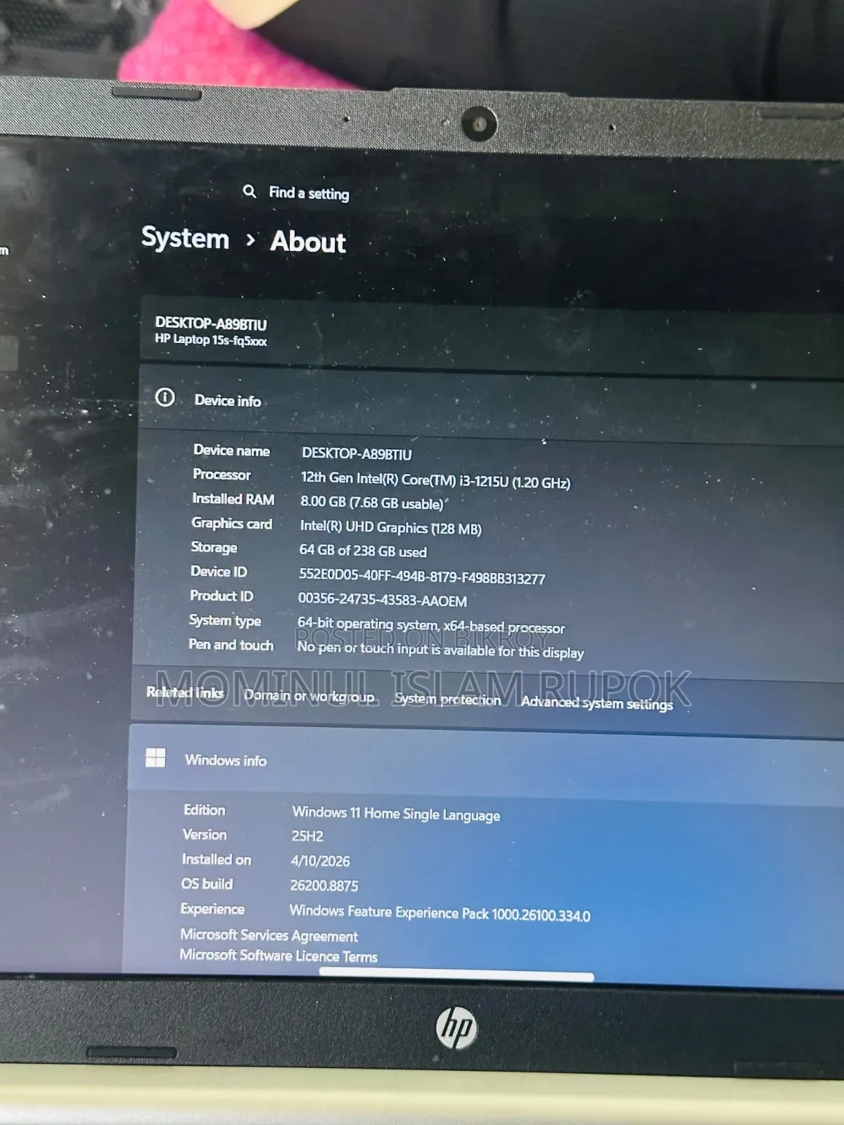 Laptop HP 15s 8gb Intel Core I3 SSD 256gb