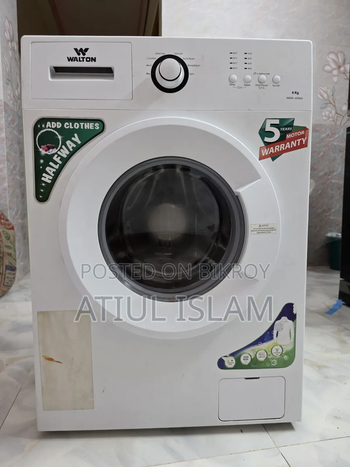 Walton 6KG Automatic Washing Machine | WWM-AFM60