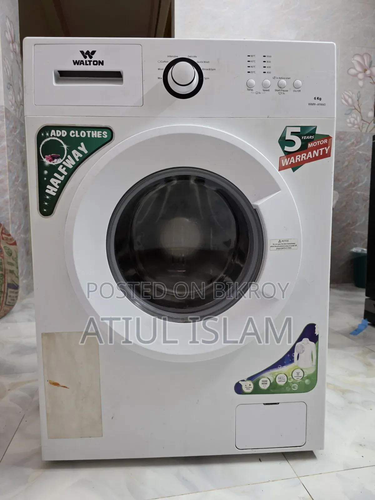 Walton 6KG Automatic Washing Machine | WWM-AFM60