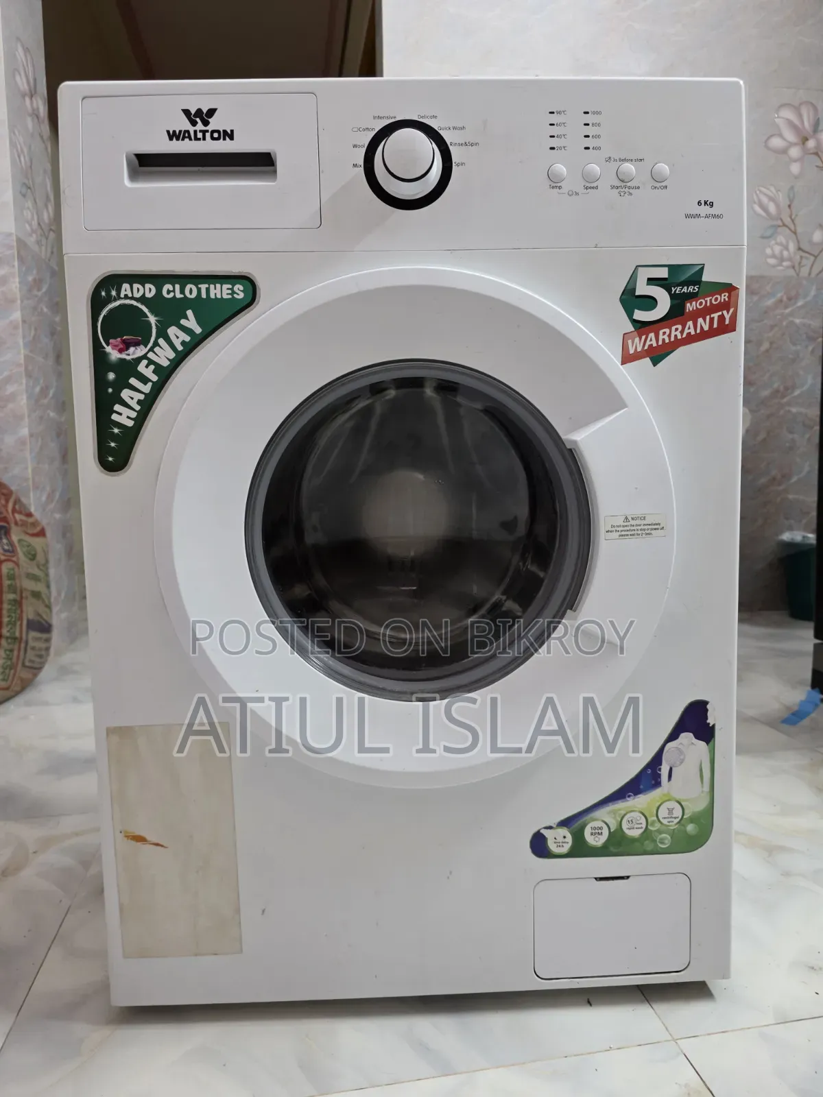 Walton 6KG Automatic Washing Machine | WWM-AFM60