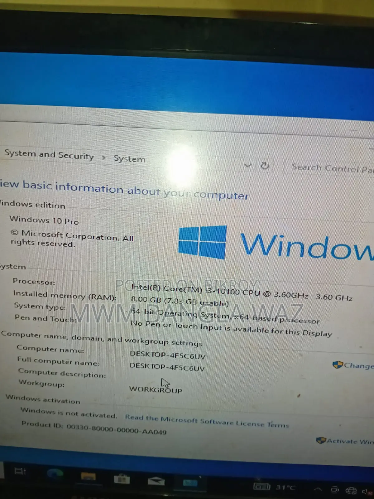 Desktop Computer Gigabyte 8GB Intel Core I3 SSD 256GB