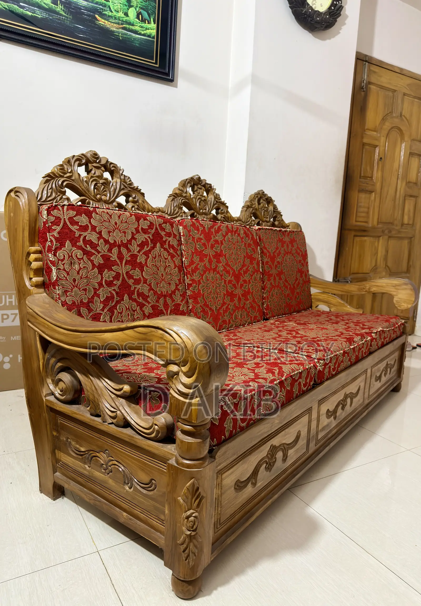 Teak Wood Sofa 3 Seater + 2 Seater. Original Swan Foam