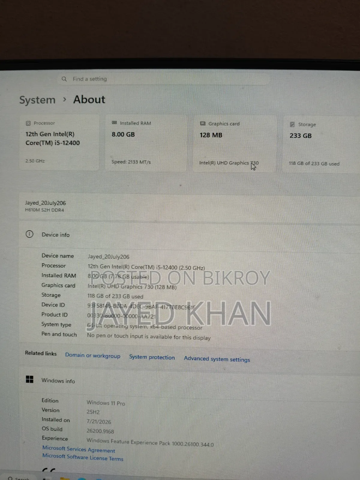 Desktop Computer Gigabyte 8GB Intel Core i5 SSD 256GB